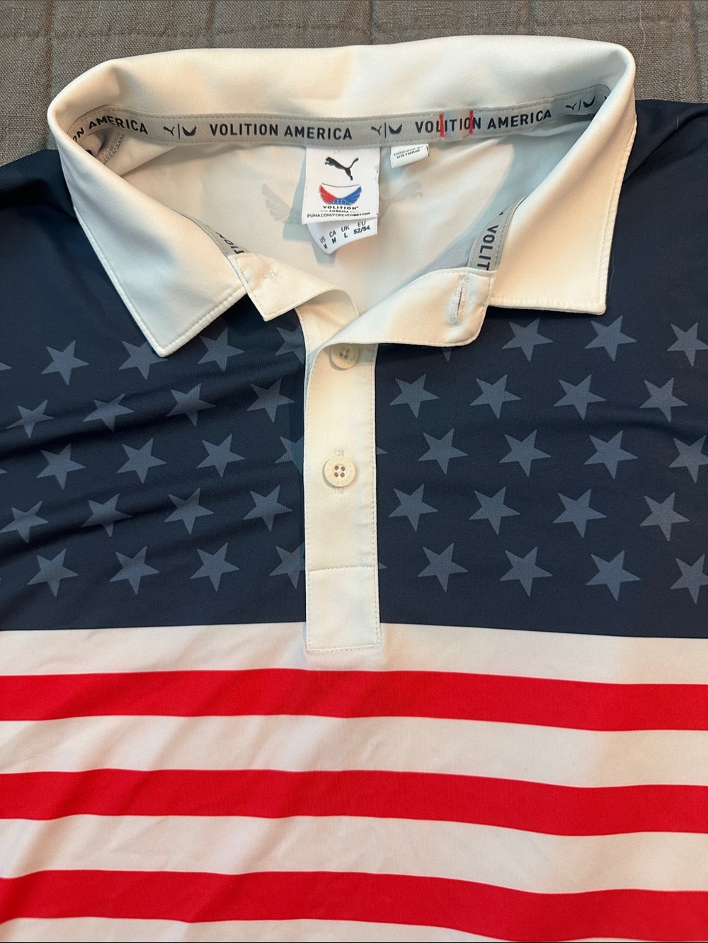 Puma Men’s Flag-Inspired Polo in Navy, Red & White